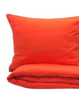 Obliečky Ľanové obliečky oranžovo-červené 140x200cm+90x70cm TiaHome