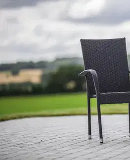 Záhradné stoličky ESSEN II záhradné ratanové kreslo, čierna (antracit)