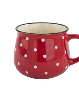 Hrnčeky a šálky Keramický hrnček Dots 770 ml, červená, 770 ml