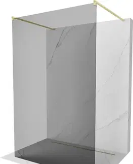 Sprchové dvere MEXEN/S - Kioto samostatne stojaca sprchová zástena 110 x 200, grafit 8 mm, zlatá kartáčovaná 800-110-002-55-40