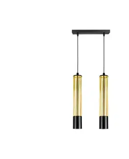 Svietidlá HEXE Luster na lanku PRESCOT 2xGU10/40W/230V zlatá 0044