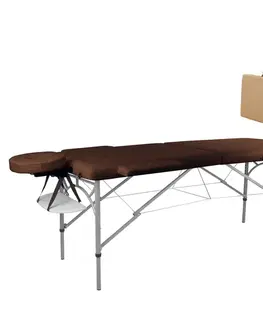 Masážne stoly a stoličky Masážne lehátko inSPORTline Tamati 186x70x63-90 cm 2-dielne hliníkové hnedá