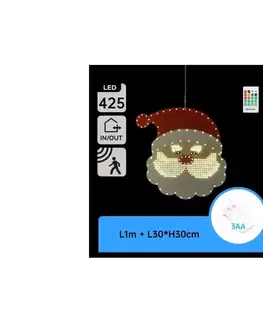 Vianočné dekorácie  B.V.  - LED vianočná dekorácia 425xLED/3xAA IP44 + diaľkové ovládanie Santa 30 cm B10303AAEE