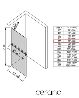 Sprchové dvere CERANO - Sprchová zástena Walk-in Onyx YL/P - 8 mm + polička / držiak na uteráky - čierna matná, bronzové sklo - 70x200 CER-689431