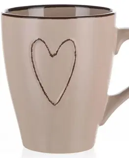 Hrnčeky a šálky Banquet Hrnček keramický HEART 310 ml, béžová