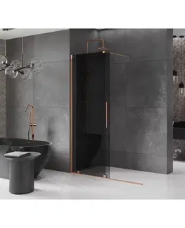 Sprchové dvere MEXEN/S - Velar Sprchová zástena posuvná Walk-in 140 x 200, grafit 8 mm, meď kartáčovaná 871-140-000-43-65