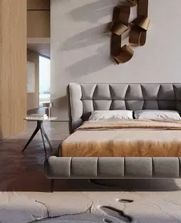 Čalúnené postele DELIFE Čalúnená posteľ Capujo 140x200 cm mikrovlákno sivá