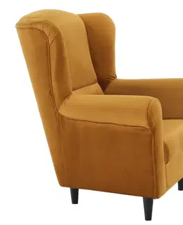 Kreslá KONDELA Charlot kreslo (ušiak) horčicová