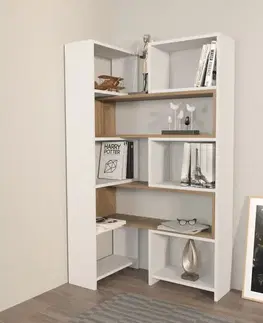 Knižnice Knižnica Poyraz - White, Walnut