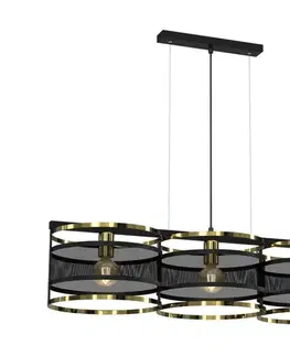 Svietidlá  Luster na lanku RIM 3xE27/60W/230V čierna/zlatá 3904