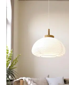 Svietidlá Eglo 44065 - Závesné svietidlo na lanku SUMMERHILL 1xE27/40W/230V pr. 55 cm biela/béžová 44065