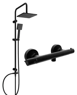 Sprchy a sprchové panely MEXEN/S - Tord sprchový stĺp vrátane sprchovej termostatickej batérie Slim, čierna 77105200-70