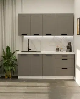 Modulový kuchynský nábytok Kuchynská linka Luna Dustgrey/Biely 180cm bez pracovnej dosky