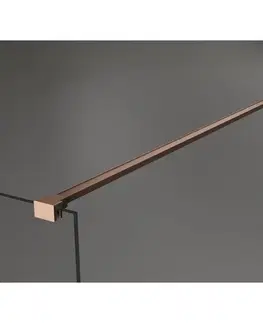 Sprchové dvere MEXEN/S - Kioto+ Sprchová zástena s poličkou WALK-IN 100 x 200, biela vzor, meď kartáčovaná 800-100-121-65-85