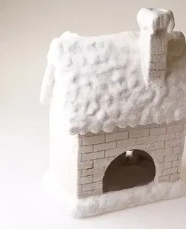 Vianočné dekorácie Vianočná dekorácia Zasnežený domček na čajovú sviečku, 25 x 36 x 18 cm