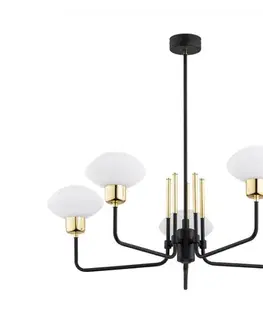 Svietidlá Argon 2128 - Luster na tyči RAVELLO 5xE14/15W/230V čierna/zlatá 2128