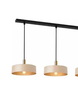 Svietidlá Keter Lighting Luster na lanku LATTE 3xE27/60W/230V béžová/čierna/zlatá 2973