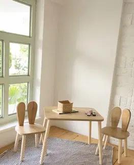 Doplnky do detskej izby Kid's Table Set Bunny Two Chair Set - Brown