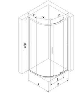 Sprchovacie kúty MEXEN - Exo štvrťkruhový posuvný sprchovací kút 100 x 90, transparent, zlato 8131-100-090-50-00