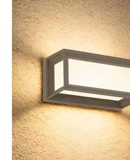 Záhradné lampy BRILAGI - Vonkajšie LED nástenné svietidlo so senzorom PARKER LED/12W/230V sivé IP44 BRI886