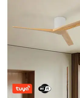 Ventilátory ZE - Stropný látor VELLON Wi-Fi Tuya biela/paulownia + diaľkové ovládanie ZEV031