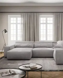 Sedacie súpravy XL DELIFE Pohovka v tvare "U" Sirpio XL 360x260 cm manšester strieborno-šedá variabilné ležadlo