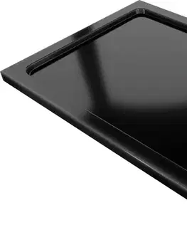 Vane MEXEN/S - Flat sprchová vanička obdĺžniková slim 100 x 70, čierna + zlatý sifón 40707010G