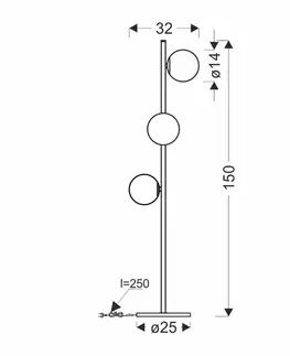 Stojacie lampy Stojaca lampa Kama čierna+zlatá 3x28W G9 grafitové tienidlo