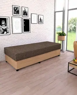Postele KONDELA Konri jednolôžková posteľ (váľanda) s úložným priestorom dub artisan / sivohnedá