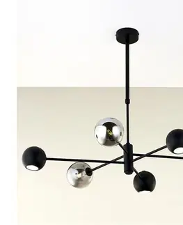 Svietidlá Jupiter 1974 - Luster na tyči MOKA 3xGU10/10W/230V + 3xG9/10W/230V čierna/chróm 1974