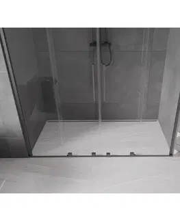 Sprchovacie kúty MEXEN/S - Velar Duo posuvné sprchové dvere 200, transparent, šedá kartáčovaná 871-200-000-02-66