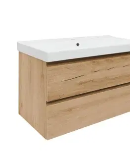 Kúpeľňový nábytok Kúpeľňová skrinka 2 zásuvková s umývadlom SAT B-Way 99x50x45 cm dub mat BWAY2100OAKU1BI BWAY2100OAKU1BI