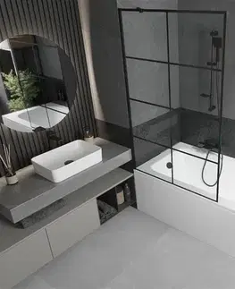 Sprchové dvere MEXEN/S - Vega obdĺžniková vaňa 180 x 80 cm s panelom + vaňová zástena 100, čierna vzor 550118080X9510007077