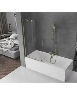 Sprchové dvere MEXEN/S - Velar Dvojkrídlová posuvná vaňová zástena 95 x 150, transparent, zlatá 896-095-000-01-50