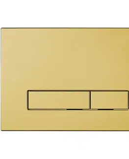 Záchody CERANO - Kompletný WC set Profi/Cesso - čierna matná - WC tlačidlo Slim/Zlatá - predstenová inštalácia - 49x36 CER-942004