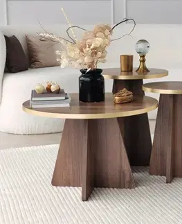 Sady stolíkov Súprava konferenčných stolíkov Mushroom 2 - Gold, Walnut