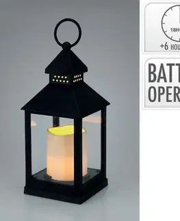 Svietniky Kinekus Lampáš svietnik s LED sviečkou 23 cm s časovačom čierny