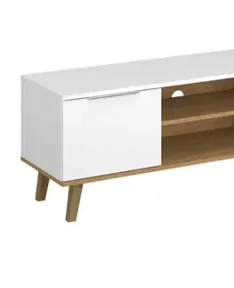 TV stolíky KONDELA Nepu 2D/140 tv stolík biela / dub kamenný