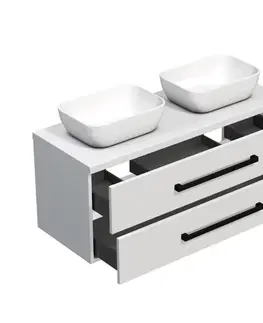 Kúpeľňový nábytok Kúpeľňová skrinka s čiernou úchytkou a krycou doskou SAT Cube Way 120x71x46 cm biela lesk CUBE46C1203BISAT45 CUBE46C1203BISAT45