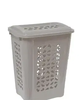 Koše na bielizeň Kinekus Kôš na špinavé prádlo, plastový, 60L, HAMPER, sivý