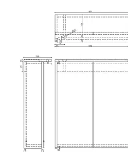 Kúpeľňový nábytok AQUALINE - KAWA STRIP Galérka s LED osvetlením 60x70x22cm, dub emporio WGL36S