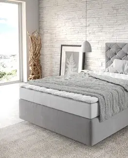 Postele Boxspring DELIFE Boxspring posteľ Dream-Great 120x200 cm mikrovlákno sivá s matracom a topperom