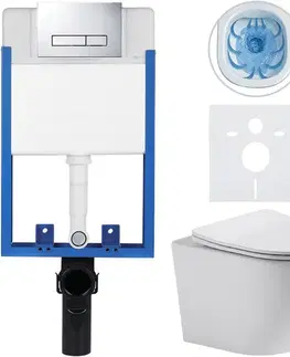 Záchody CERANO - Kompletný podomietkový WC set Profi/Cesso - biela lesklá - WC tlačidlo Slim, chróm - na zamurovanie - 49x36 CER-8050BD17