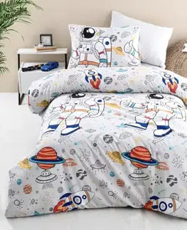 Obliečky Obliečky deluxe bavlnené Astronaut 200x140cm+90x70cm TiaHome