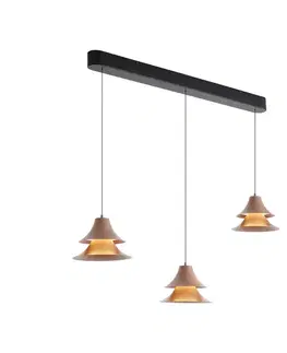 Závesné svietidlá Závesná lampa čierna s mocha farbou vrátane LED 3-stupňové stmievanie 3-svetlá Easylift - Witch