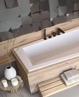 Vane BESCO - Asymetrická vaňa INTIMA SLIM - Nožičky k vani - S nožičkami, Rozmer vane - 160 × 90 cm, Spôsob prevedenia - Ľavé VANINTI16SLIML+OLVPINOZSTELI