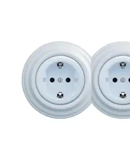 Predlžovacie káble lap - Dvojitá retro domová zásuvka so rámčekom SCHUKO 230V modrá 2xKA0026+2xKA0108
