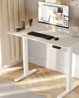 Detské stoly a stolíky Elvisia Elektrický výškovo nastaviteľný písací stôl YLÖS | biela 120 x 60 cm