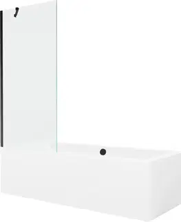 Sprchové dvere MEXEN/S - Cube obdĺžniková vaňa 180 x 80 cm s panelom + vaňová zástena 80, transparent, čierna 550518080X9508000070