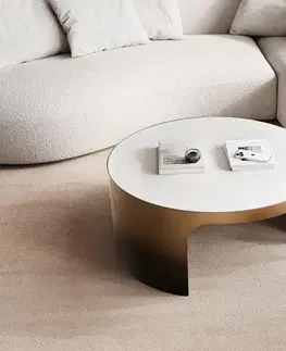 Konferenčné stolíky DELIFE Konferenčný stolík Alerio 90x90 cm mramor biela kov zlatá ombré